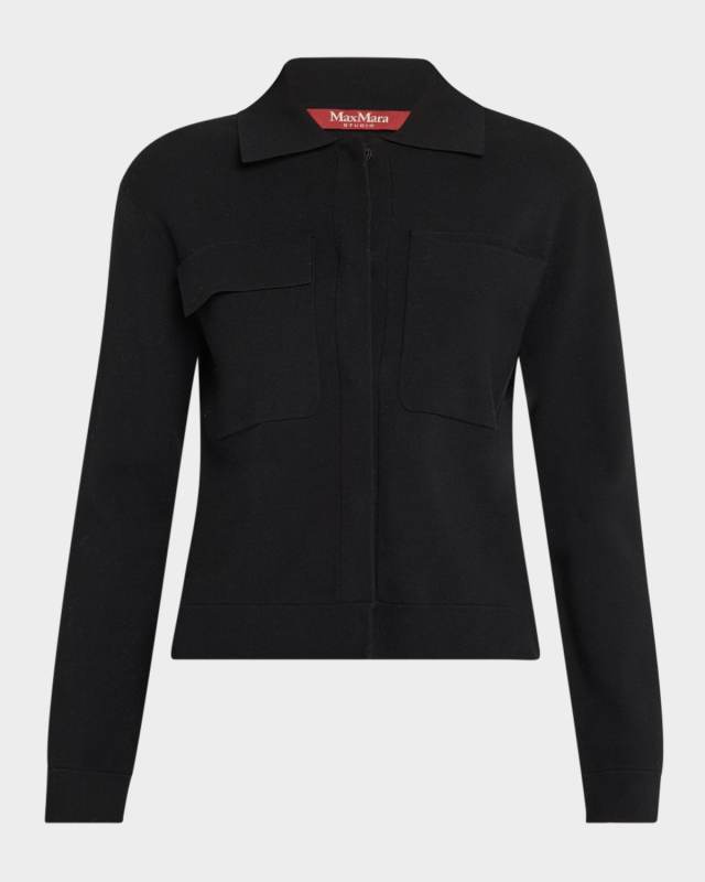 Mito Spread-Collar Knit Jacket